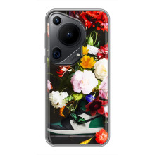 Брендновые Чехлы для Huawei Pura 70 Ultra - (PREMIUMPrint) (Nike цветы)