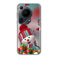 Чехлы на Новый Год Huawei Pura 70 Ultra (Снеговик в шапке)
