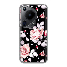 Чохли з квітами для Huawei Pura 70 Ultra (VPrint) (Квіти на чорному)
