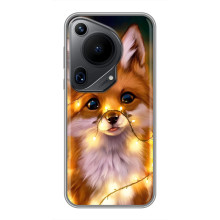Чехлы с картинкой Лисички для Huawei Pura 70 Ultra (VPrint) (Лисичка в гирляндах)