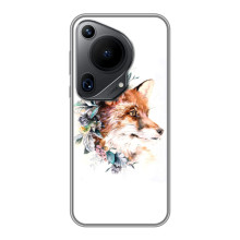 Чехлы с картинкой Лисички для Huawei Pura 70 Ultra (VPrint) (Лисичка в цветочках)