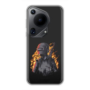 Силиконовый чехол с картинкой "Герой Pubg" на Huawei Pura 70 Ultra – В огне