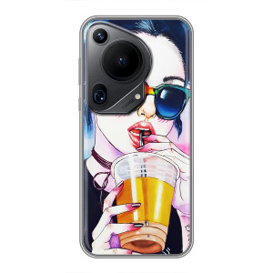Чехол с картинкой Модные Девчонки Huawei Pura 70 Ultra (Девушка с коктейлем)