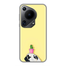 Бампер для Huawei Pura 70 Ultra с картинкой "Песики" (Кактус на голове)