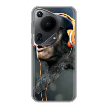 Чехол с Обезьянами Huawei Pura 70 Ultra - (AlphaPrint) (В наушниках)