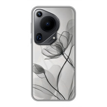 Чохол з квітковим принтом на Huавеі Пура 70 (Чорні квіти)