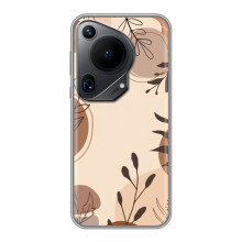 Чохол з квітковим принтом на Huавеі Пура 70 (Коричневі квіти)