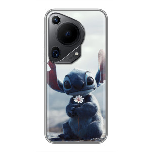 Чехол с рисунком Стич для Huawei Pura 70 Ultra – Стич с цветочком