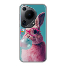 Чохол з принтом стильні тварини для Huавеі Пура 70 (Кролик в окулярах)