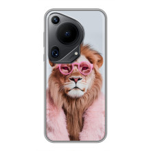 Чохол з принтом стильні тварини для Huавеі Пура 70 (Лев в окулярах)