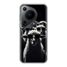 Чохол з принтом стильні тварини для Huавеі Пура 70 (Овечка в окулярах)