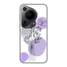 Силконовий чохол з принтом в квітах на Huawei Pura 70 Ultra (Фіолетовий букет)