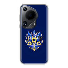 Чехол с украинским гербом на Huawei Pura 70 Ultra – Цветочный герб