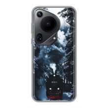 Новогодние, Праздничные Чехлы для Huawei Pura 70 Ultra - 2024 год (Зимний поезд)