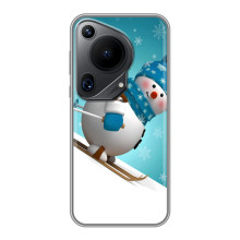 Чехол с зимним принтом для Хuawei Пура 70 Ультра – Лыжник
