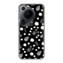 Чехлы с тематикой "ЦВЕТЫ" на Huawei Pura 70 Ultra – цветение на чорном