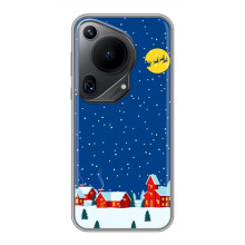 Силиконовый бампер на рождество для Huawei Pura 70 Ultra (Город в снегу)