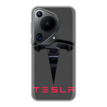 Силиконовый бампер с картинкой машины на Huawei Pura 70 Ultra – Logo TESLA