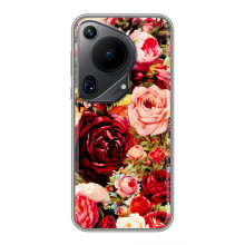 Силиконовый бампер с принтом (цветочки) на Хuawei Пура 70 Ультра (Букет цветов)