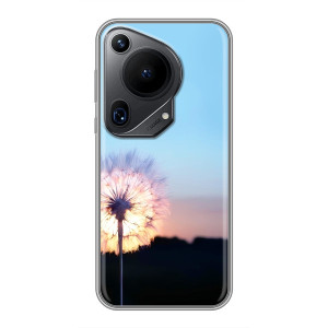 Силиконовый Чехол с одуванчиками на Huawei Pura 70 Ultra – Закат с одуванчиком