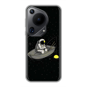 Силиконовый Чехол с принтом "Космонавты" на Huawei Pura 70 Ultra – Космонавт на рыбалке