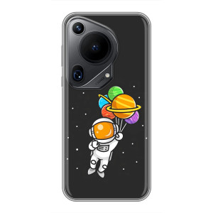 Силиконовый Чехол с принтом "Космонавты" на Huawei Pura 70 Ultra – Космонавт с шариками