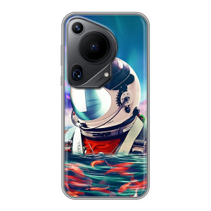 Силиконовый Чехол с принтом "Космонавты" на Huawei Pura 70 Ultra – Космонавт в воде