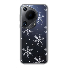 Зимние Чехлы для Гуавей Пура 70 ультра - прозрачный фон (Белые снежинки)
