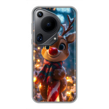 Яркий чехол для Huawei Pura 70 Ultra с Зимними Оленятами – Олень в шарфе