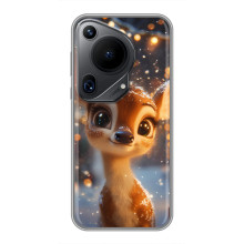 Яркий чехол для Huawei Pura 70 Ultra с Зимними Оленятами – Оленёнок среди гирлянд