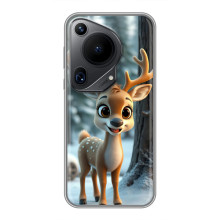 Яркий чехол для Huawei Pura 70 Ultra с Зимними Оленятами – Оленёнок в лесу