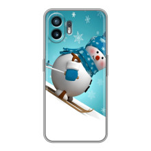 Новорічні Чохли для Хуавей Пура 70 (VPrint) (Сніговик на лижах)