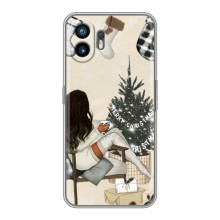 Різдвяні, Святкові Чохли для Хуавей Пура 70 (Дівчина з ялинкою)