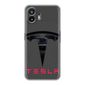 Силиконовый бампер с картинкой машины на Huawei Pura 70 (Logo TESLA)