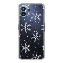 Зимні Чохли для Хуавей Пура 70 - прозорий фон (Білі сніжинки)
