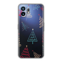 Зимні Чохли для Хуавей Пура 70 - прозорий фон (Різдвяні ялинки)