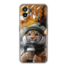 Печатный чехол «Зверята с кофе» для Huawei Pura 70 (Тигр с кофе)