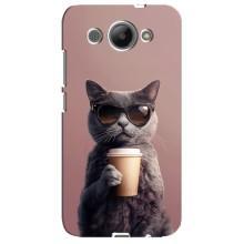 Чехол с принтом стильные животные для Хуавей У3 2017 – Кот с кофе