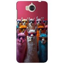 Чехол с принтом стильные животные для Хуавей У5 2017 (Ламы в очках)