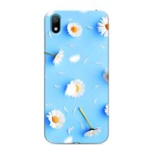 Чохол з Квітами для Huawei Y5 2019 (ромашки на блакитному)