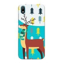 Силиконовый бампер с картинкой животных для Huawei Y5 2019 (Олень с шарфом)