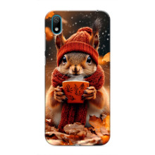 Печатный чехол «Зверята с кофе» для Huawei Y5 2019 – Белка с кофе