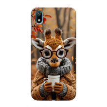Печатный чехол «Зверята с кофе» для Huawei Y5 2019 – Жираф с кофе