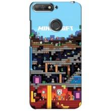 Чехол Майнкрафт на Huawei Y6 Prime 2018 (AlphaPrint) Minecraft (фон Minecraft)