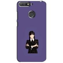 Чохли Венсдей на Huawei Y6 Prime 2018 Уенсдей (AlphaPrint) (Венздей у чорному)