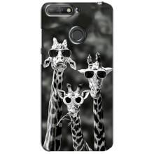 Силіконовий чохол з КАРТИНКАМИ літо для Huawei Y6 Prime 2018 (AlphaPrint) (Жирафи в окулярах)