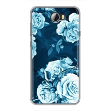Чехлы (ART) Цветы на Huawei Y5II (VPrint) (Голубые Бутоны)