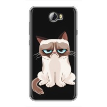 Чехол с принтом для Huawei Y5II (AlphaPrint) Модные коты (Грустный кот)