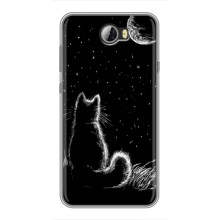 Чехол с принтом для Huawei Y5II (AlphaPrint) Модные коты (Котик и луна)