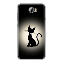 Чехол с принтом для Huawei Y5II (AlphaPrint) Модные коты (Силуэт котика)